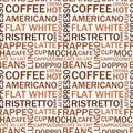 Coffee types seamless text pattern