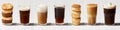 Coffee Variety, Cold Brew, Vietnamese Coffee, and Pastries Collage on White Background Royalty Free Stock Photo