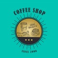 Coffee vector logo design template. Vector coffee shop labels