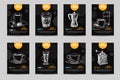 Coffee vector poster set. llustrations in sketch style. Cards co Royalty Free Stock Photo