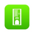 Coffee vending machine icon digital green