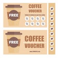 A coffee voucher or discount coupon. Vector Flat voucher template. Promotion Royalty Free Stock Photo