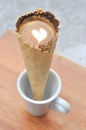 Coffee Waffle Cone or hot coffee in the cone