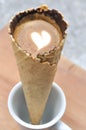 Coffee Waffle Cone or hot coffee in ice cream cone