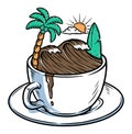Coffee waves beach vector illustration