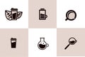 Coffee web icon set - cup, energy, drink take away. Logo object with black line. Royalty Free Stock Photo