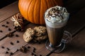 Coffee with whipped cream and chocolate sprinkles for autumn. Royalty Free Stock Photo