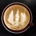 Coffee white art three leaves Royalty Free Stock Photo