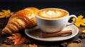 Coffee in white cup with coffee artisan pastries Royalty Free Stock Photo