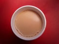 Coffee in a white styrofoam cup from above Royalty Free Stock Photo