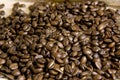 Coffee whole beans on burlap