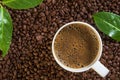 Coffee with Whole Beans and Leaves