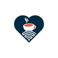 Coffee WiFi heart shape concept logo design.