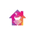 Coffee WiFi home shape concept logo design.