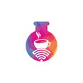 Coffee WiFi lab shape concept logo design.