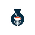 Coffee WiFi lab shape concept logo design.