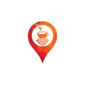 Coffee WiFi map pin shape concept logo design.