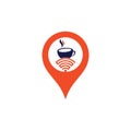 Coffee WiFi map pin shape concept logo design.