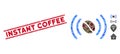 Coffee Wifi Spot Mosaic and Grunge Instant Coffee Stamp Seal with Lines
