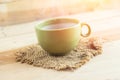 Coffee on wood table background Royalty Free Stock Photo