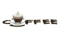 Coffee word with coffee bean and coffee Royalty Free Stock Photo