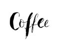 Coffee word. Hand drawn lettering. Vector black illustration Isolated on white background. Modern brush calligraphy. Royalty Free Stock Photo