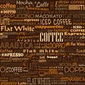 Coffee Words Seamless Background Tags Royalty Free Stock Photo