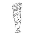 Coffeeman. Cup of coffee. Vector illustration Royalty Free Stock Photo