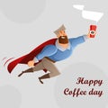 CoffeeMan with cup of Coffee. Vector stock illustration, EPS 10. Royalty Free Stock Photo