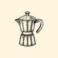 Coffeepot. Vector illustration in sketch style