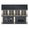 Coffeeshop facade front view in realistic style. French old Building. European architecture