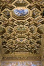 Coffered ceiling of the Basilica of Santa Maria in Trastevere. Rome, Italy Royalty Free Stock Photo