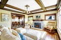 Coffered ceiling in living room. Royalty Free Stock Photo