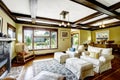 Coffered ceiling in living room. Royalty Free Stock Photo