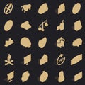 Coffers icons set, simple style