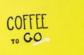 Coffetogo inscription in retro style on a yellow background. take out coffee concept. coffee to go for cafe and coffee take away.