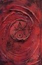 Hand drawn abstract cover with wicca and mystic symbols for witch magic spell book