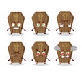 Coffin cartoon character with various angry expressions