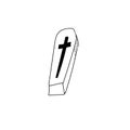 Coffin in cross style isolated on white background. Vector outline illustration. Death from a coronavirus. Funeral. Sign casket Royalty Free Stock Photo