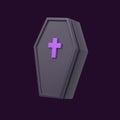 Coffin 3d Icon render Halloween Illustration on isolated background