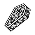 Coffin in doodle style in isolated background