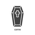 Coffin flat glyph icon. Simple thin funeral symbol. Vector illustration