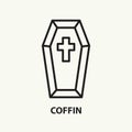Coffin flat line icon. Vector illustration