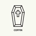 Coffin flat line icon. Vector illustration Royalty Free Stock Photo