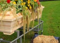 coffin with flowers