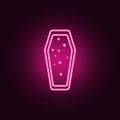 Coffin halloween neon icon. Elements of Halloween set. Simple icon for websites, web design, mobile app, info graphics Royalty Free Stock Photo