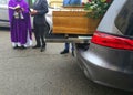 Coffin in the hearse Royalty Free Stock Photo
