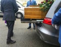 Coffin in the hearse Royalty Free Stock Photo