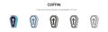 Coffin icon in filled, thin line, outline and stroke style. Vector illustration of two colored and black coffin vector icons Royalty Free Stock Photo