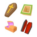 Coffin icon set, cartoon style Royalty Free Stock Photo